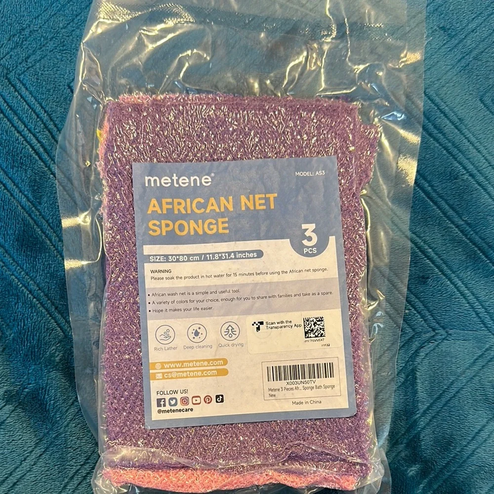 Metene Purple African Net Sponge Set